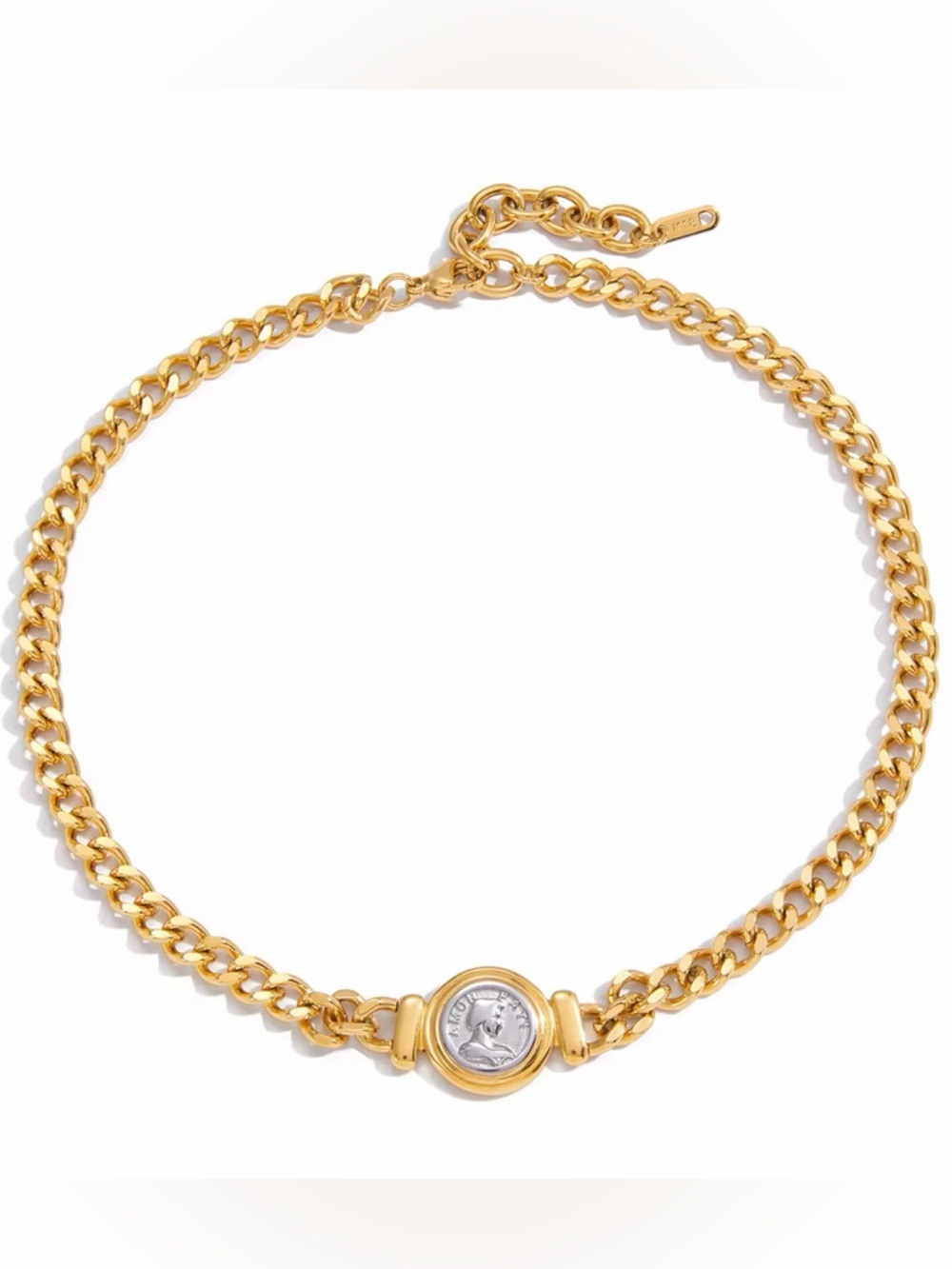18K Gold Plated Silver Coin Necklace - Picture 6 of 8